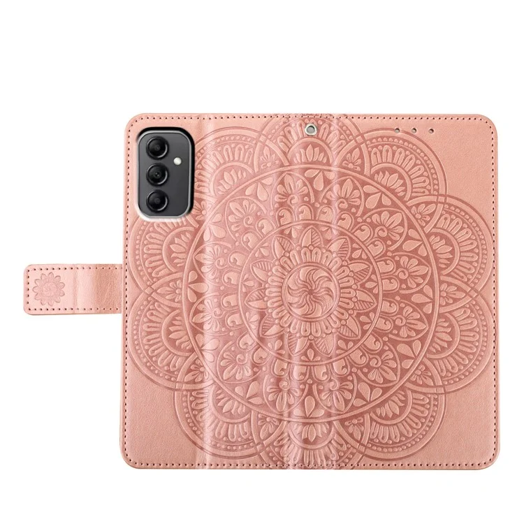 For Samsung Galaxy A14 5G / A14 4G Magnetic Phone Case Flower Imprinted Stand Cover - Rose Gold