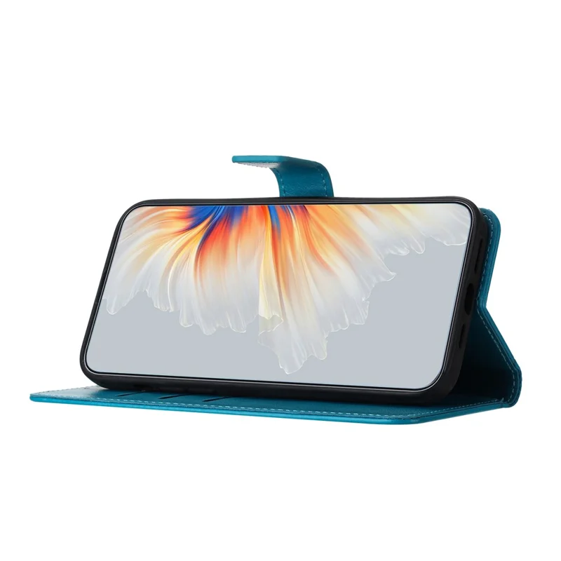 For Samsung Galaxy A14 5G / A14 4G Magnetic Phone Case Flower Imprinted Stand Cover - Blue