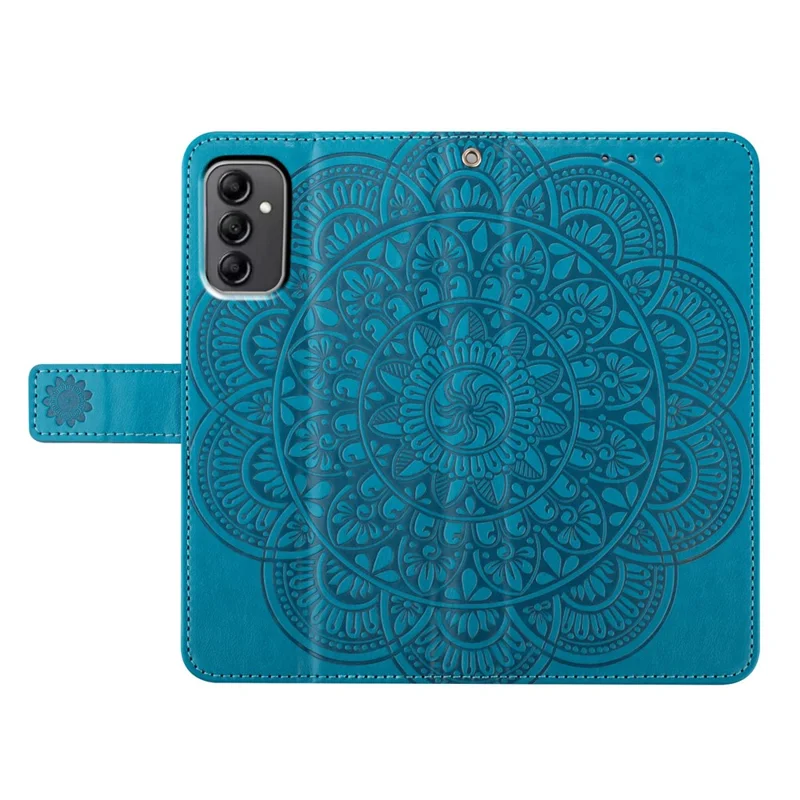 For Samsung Galaxy A14 5G / A14 4G Magnetic Phone Case Flower Imprinted Stand Cover - Blue