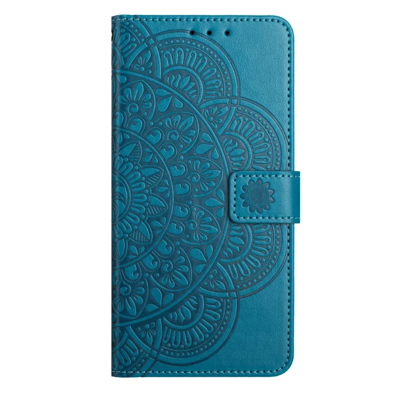 For Samsung Galaxy A14 5G / A14 4G Magnetic Phone Case Flower Imprinted Stand Cover - Blue