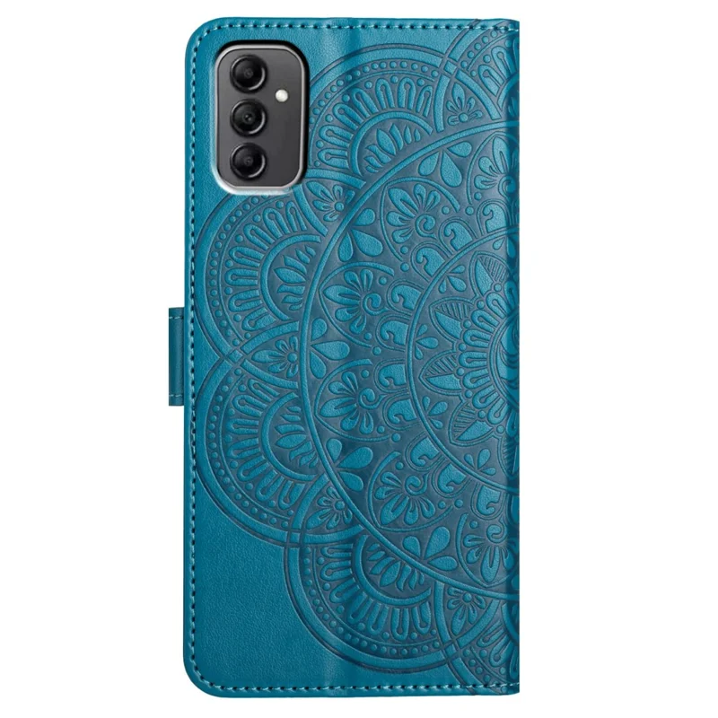 For Samsung Galaxy A14 5G / A14 4G Magnetic Phone Case Flower Imprinted Stand Cover - Blue