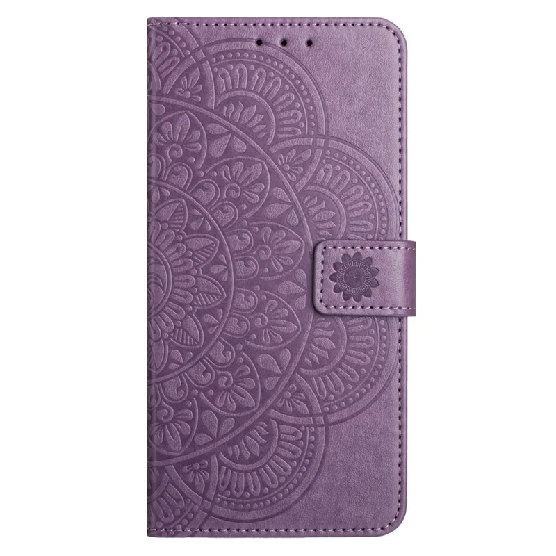 For Samsung Galaxy S23 FE Case Flower Imprinted Phone Cover with Magnetic Closure - Purple
