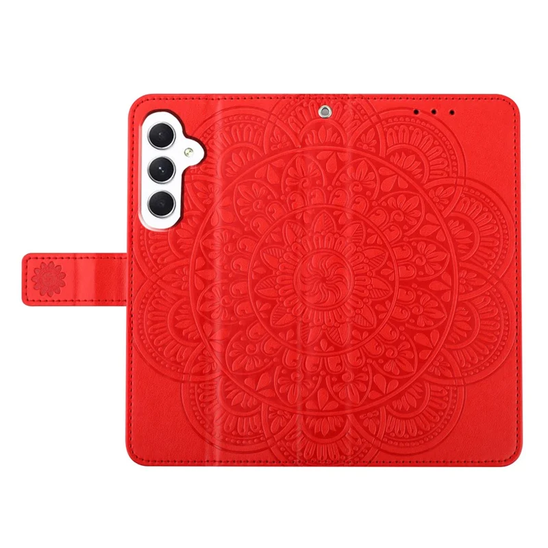 Für Samsung Galaxy A05s 4G Handyhülle Blume Geprägter Kartenfach Cover - Rot