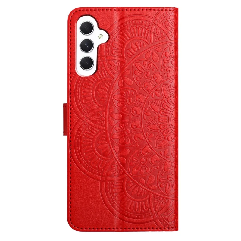 Für Samsung Galaxy A05s 4G Handyhülle Blume Geprägter Kartenfach Cover - Rot