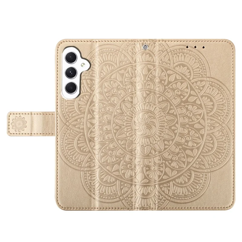 For Samsung Galaxy A05s 4G Cell Phone Case Flower Imprinted Card Holder Cover - Gold