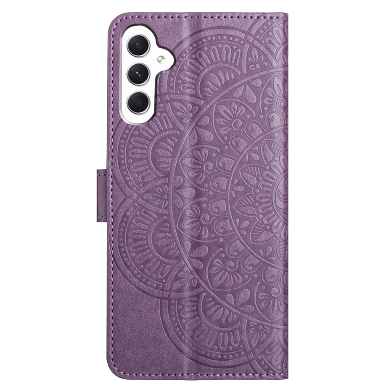 For Samsung Galaxy A15 5G Cell Phone Case Flower Imprinted Wallet Cover - Purple