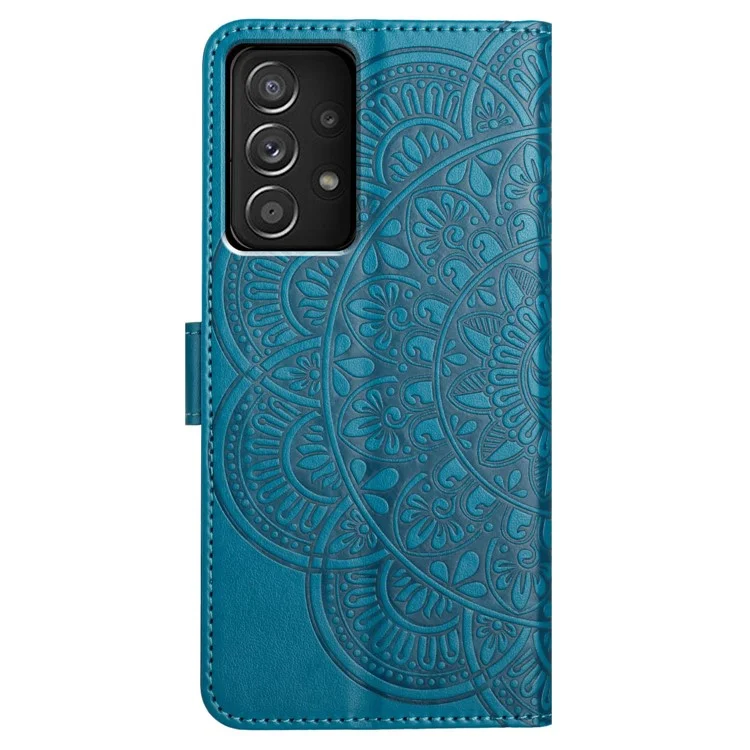 Para Samsung Galaxy A72 4G / 5G Funda Antiarañazos Cuero 3 Portarretratos Funda Teléfono - Azul