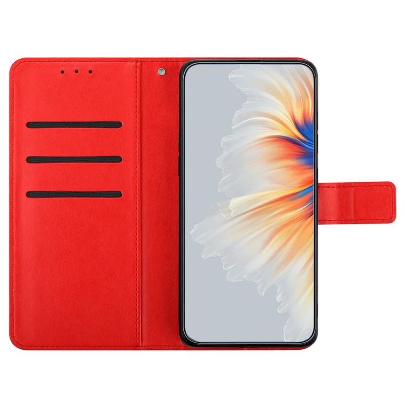 Per Samsung Galaxy A52 5G / 4G / A52s 5G Custodia con motivo a fiore stampato Chiusura magnetica Stand Cover per telefono - Rosso
