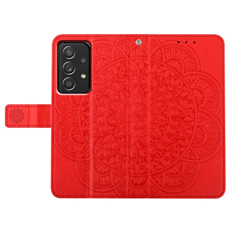 Per Samsung Galaxy A52 5G / 4G / A52s 5G Custodia con motivo a fiore stampato Chiusura magnetica Stand Cover per telefono - Rosso