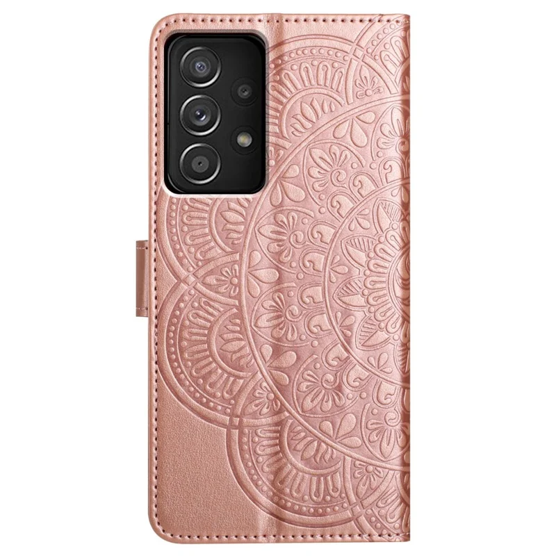 For Samsung Galaxy A53 5G Case Flower Pattern Magnetic Closure Full Protection Phone Cover - Rose Gold
