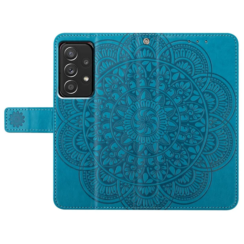 For Samsung Galaxy A53 5G Case Flower Pattern Magnetic Closure Full Protection Phone Cover - Blue