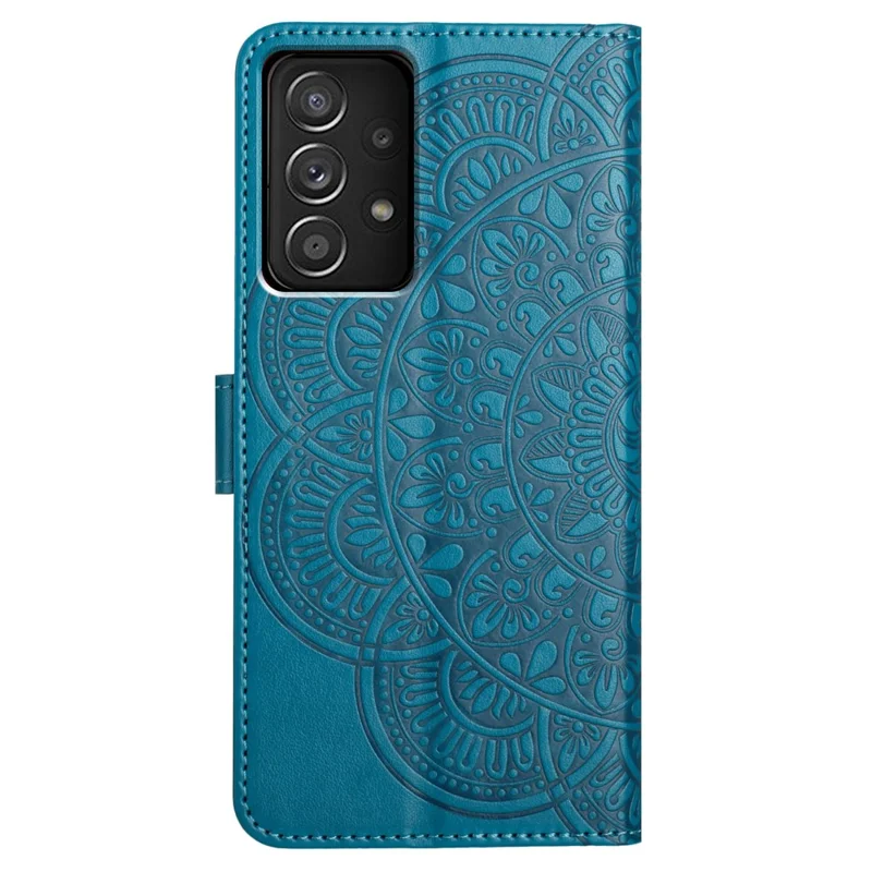 For Samsung Galaxy A53 5G Case Flower Pattern Magnetic Closure Full Protection Phone Cover - Blue