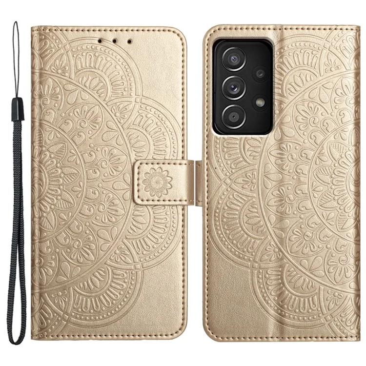 Para o Samsung Galaxy A73 5G Leather Case Holder Stand Cartlet Top Tone - Ouro