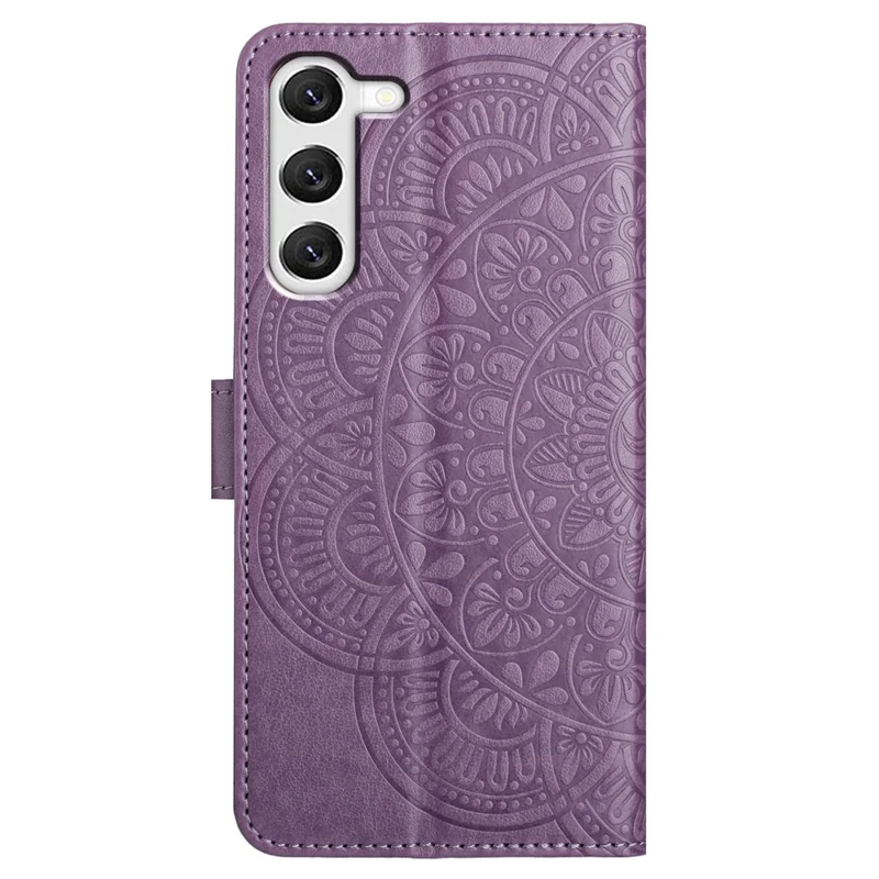 For Samsung Galaxy S23 Cell Phone Cases Flower Pattern Anti-fall Leather Cover - Purple