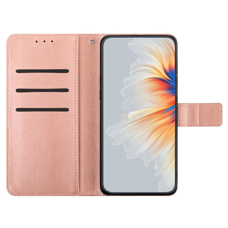 For Samsung Galaxy A13 4G Phone Case PU Leather Folio Flip Wallet Cover with Strap - Rose Gold