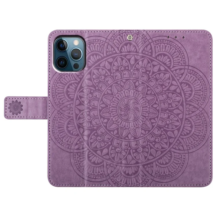 For iPhone 15 Pro Max Case Flower Pattern Flip Stand Phone Protector - Purple