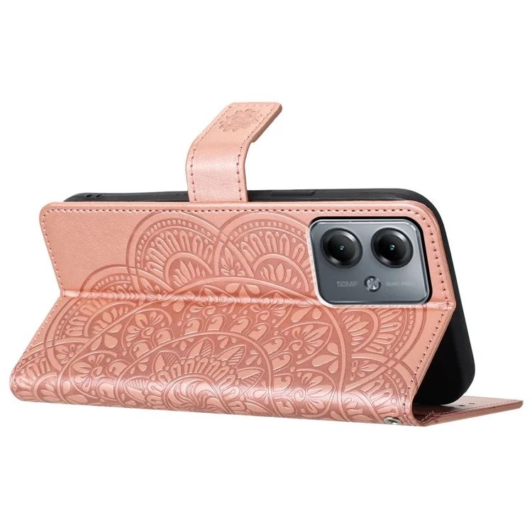 Para Motorola Moto G54 5G Case Card Slots Magnetic Protective Phone Cover - Rose Gold