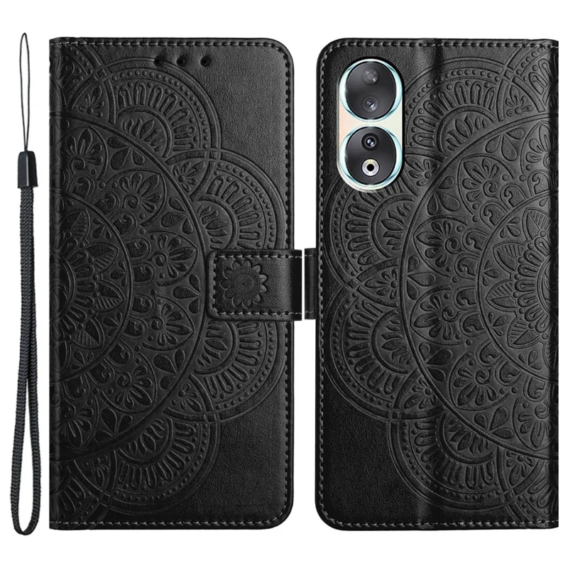 Чехол-книжка для телефона For Honor 90 из кожи, с 3 слотами для карт - черный 