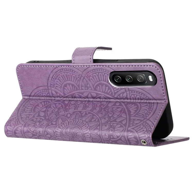 Per Sony Xperia 10 V Case Magnetic Closure Handbag Leather Phone Cover - Viola