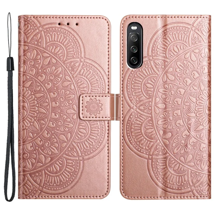 For Sony Xperia 10 V Case Magnetic Closure Handbag Leather Phone Cover - Rose Gold