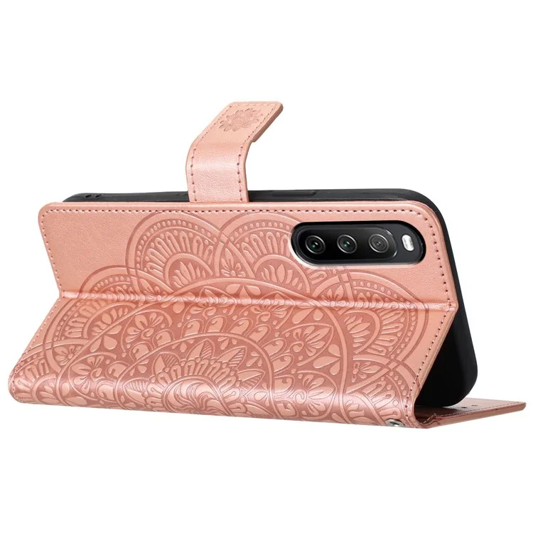 For Sony Xperia 10 V Case Magnetic Closure Handbag Leather Phone Cover - Rose Gold