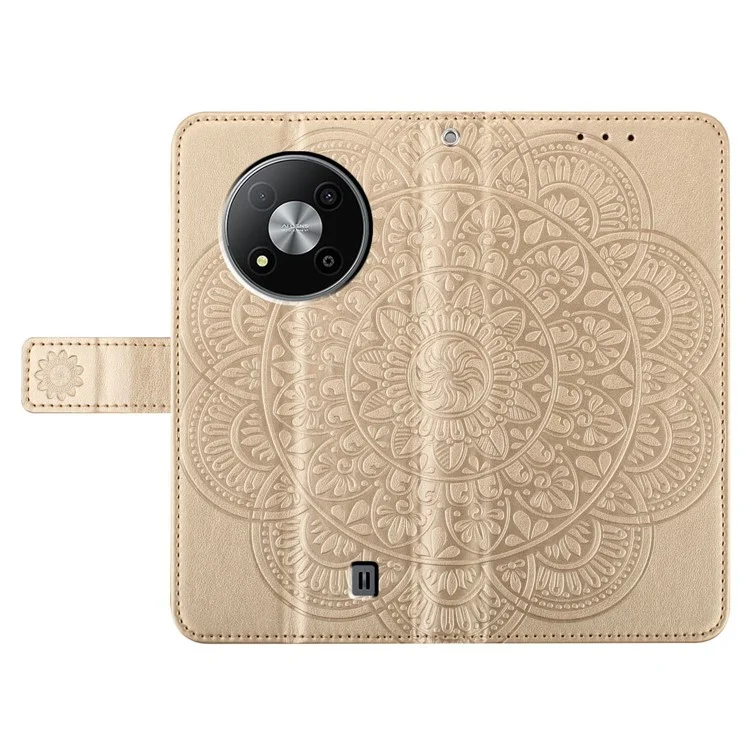 Para ZTE Blade A73 5G Estuche de Cuero Flor de Mandala Cartera Flip Cover - Oro
