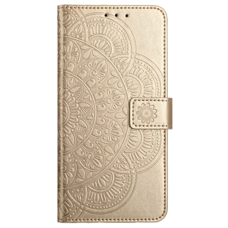Para ZTE Blade A73 5G Estuche de Cuero Flor de Mandala Cartera Flip Cover - Oro