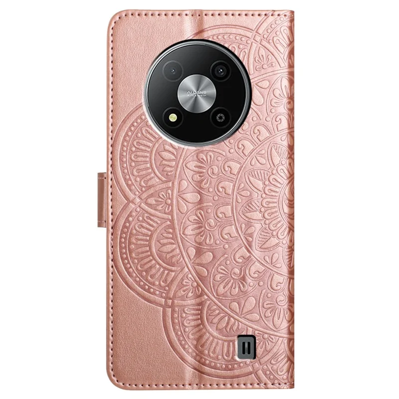 For ZTE Blade A73 5G Leather Case Mandala Flower Wallet Flip Cover - Rose Gold