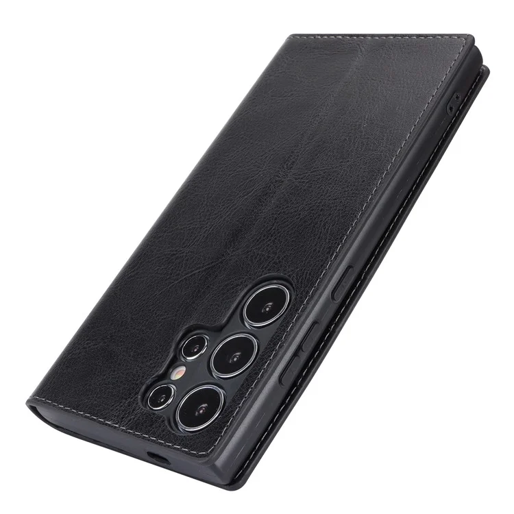 Para Samsung Galaxy S24 Ultra Case Crazy Horse Texture Split Leather Phone Cover - Negro