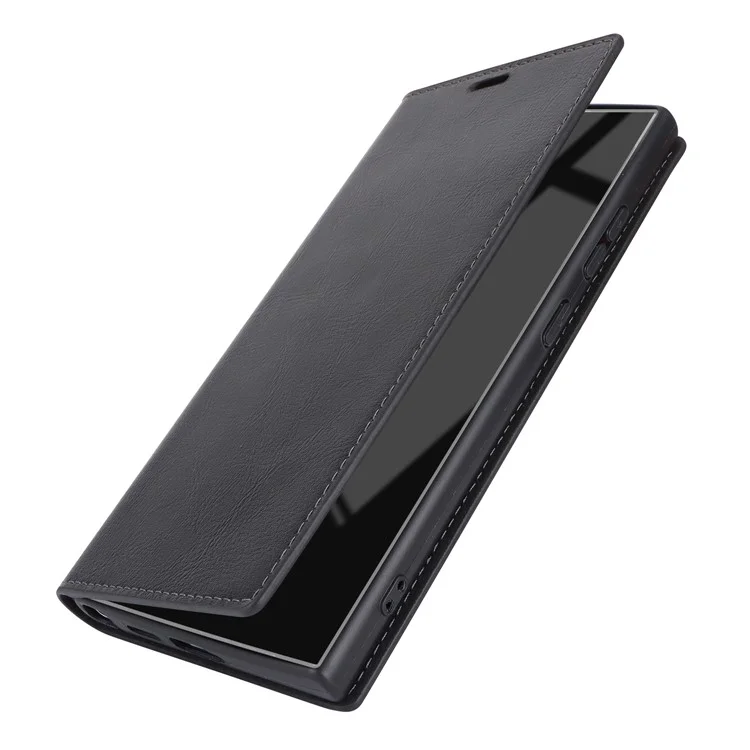 Para Samsung Galaxy S24 Ultra Case Crazy Horse Texture Split Leather Phone Cover - Negro