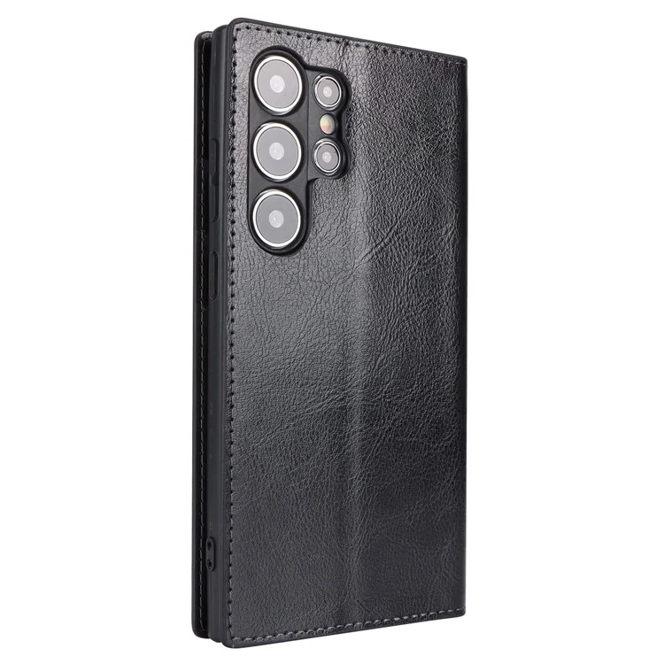 Para Samsung Galaxy S24 Ultra Case Crazy Horse Texture Split Leather Phone Cover - Negro