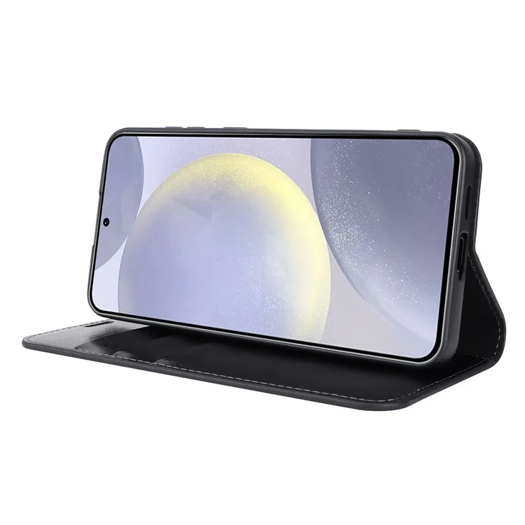 Para Samsung Galaxy S24 Capa de Couro Dividido Crazy Horse Texture Wallet Flip Cover - Preto