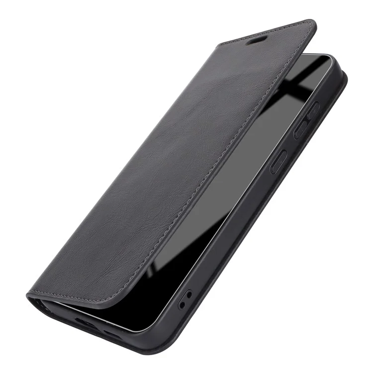 Para Samsung Galaxy S24 Capa de Couro Dividido Crazy Horse Texture Wallet Flip Cover - Preto