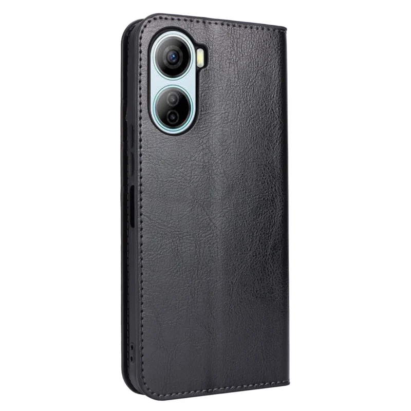 Для ZTE Libero 5G IV Case Crazy Horse Texture Split Leather Phone Wallet Cover - Black