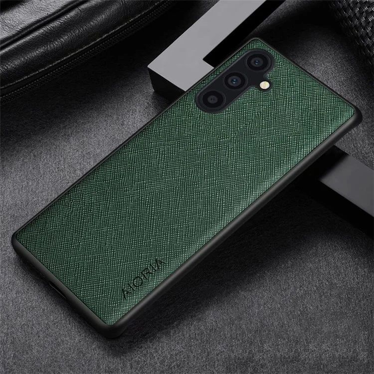 AIORIA For Samsung Galaxy A15 4G / A15 5G Case PU Leather Coated PC+TPU Anti-scratch Phone Protector - Green