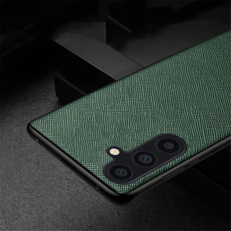 AIORIA Pour Samsung Galaxy A34 5G Cross Texture Case PU Leather Coated PC+TPU Phone Cover - Vert