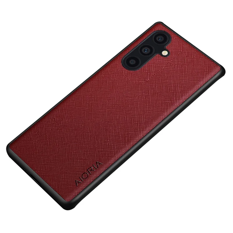 AIORIA For Samsung Galaxy A34 5G Cross Texture Case PU Leather Coated PC+TPU Phone Cover - Red