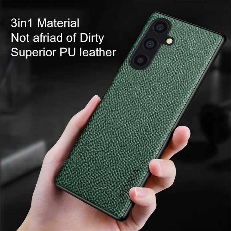 AIORIA For Samsung Galaxy A24 4G (162.1 x 77.6 x 8.3mm) Cross Texture Case Support Wireless Charging - Green
