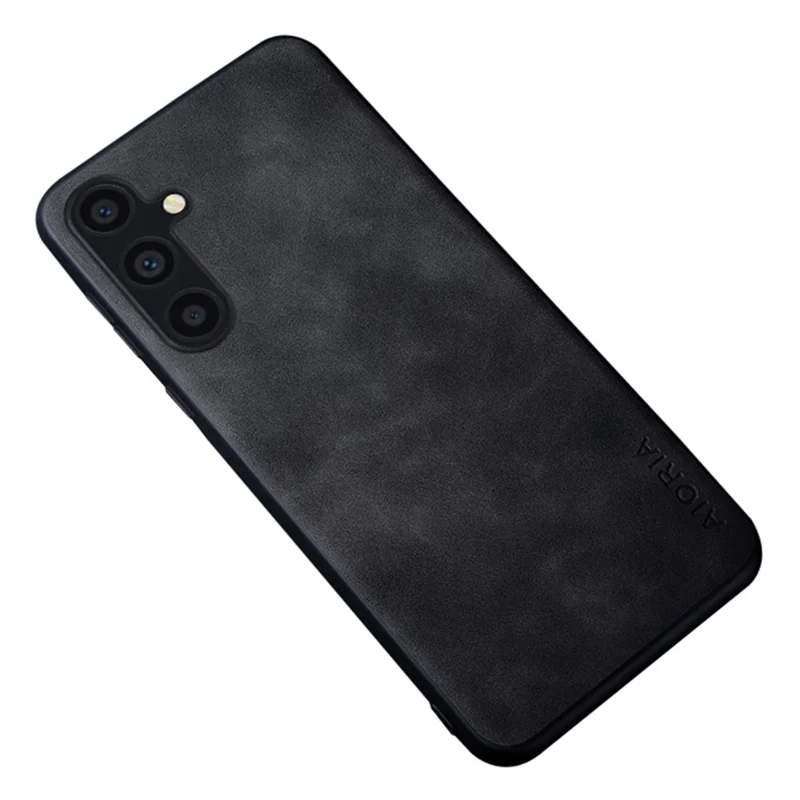 AIORIA For Samsung Galaxy A35 5G Case PU Leather Coated PC+TPU Scratch-proof Phone Back Shell - Black