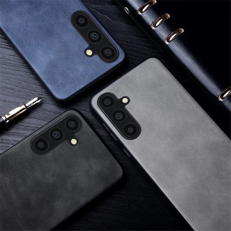 AIORIA For Samsung Galaxy A34 5G Phone Case PU Leather Coated PC+TPU Drop-proof Cover - Black