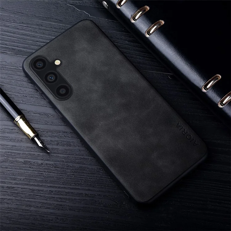 AIORIA для Samsung Galaxy A15 4G / A15 5G Чехол для задней панели с защитой от отпечатков пальцев, кожа+ПК+TPU - черный