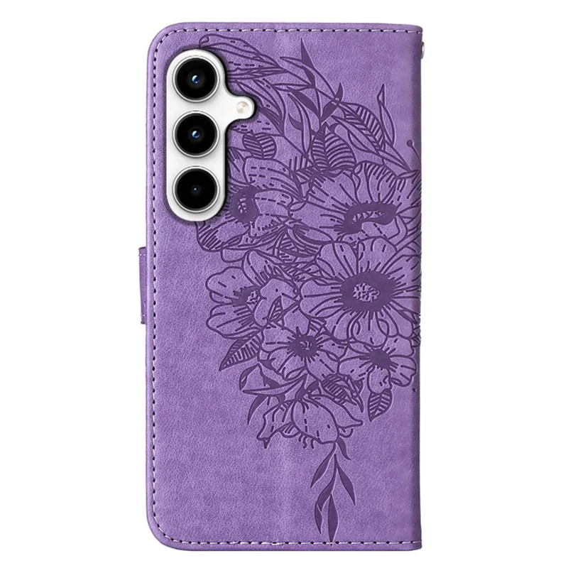 YB Imprinting Series-4 Für Samsung Galaxy A35 5G Case Wallet Phone Cover Butterfly Imprinted - Lila