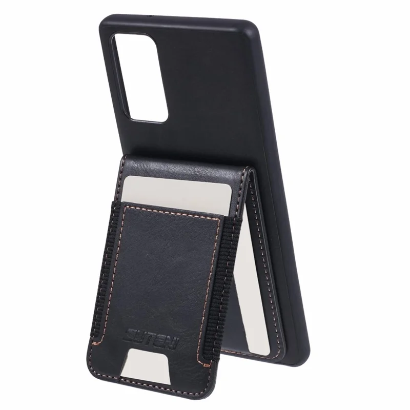 SUTENI H03 For Samsung Galaxy Note20 / Note20 5G Case Card Slots PU Leather Back Cover - Black