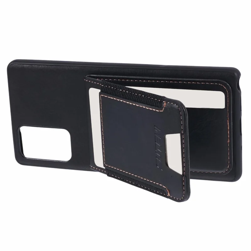 SUTENI H03 For Samsung Galaxy Note20 / Note20 5G Case Card Slots PU Leather Back Cover - Black