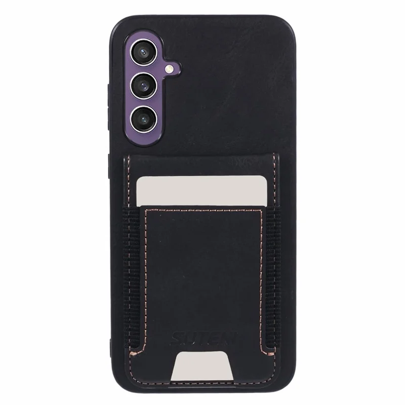 SUTENI H03 For Samsung Galaxy S23 FE Phone Cover Card Holder Kickstand PU+TPU Case - Black