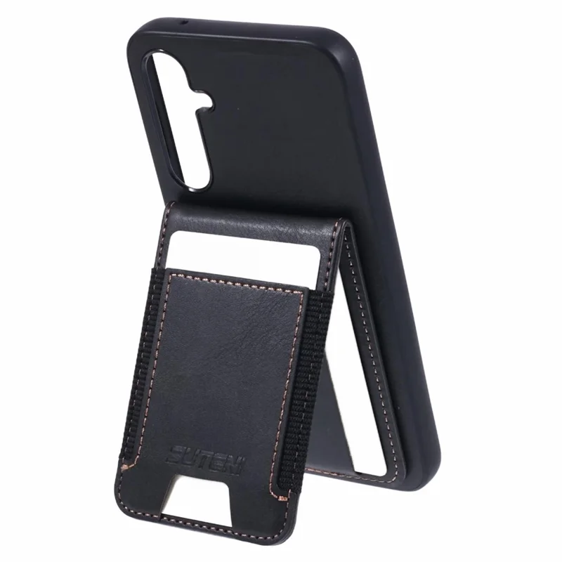 SUTENI H03 For Samsung Galaxy S23 FE Phone Cover Card Holder Kickstand PU+TPU Case - Black