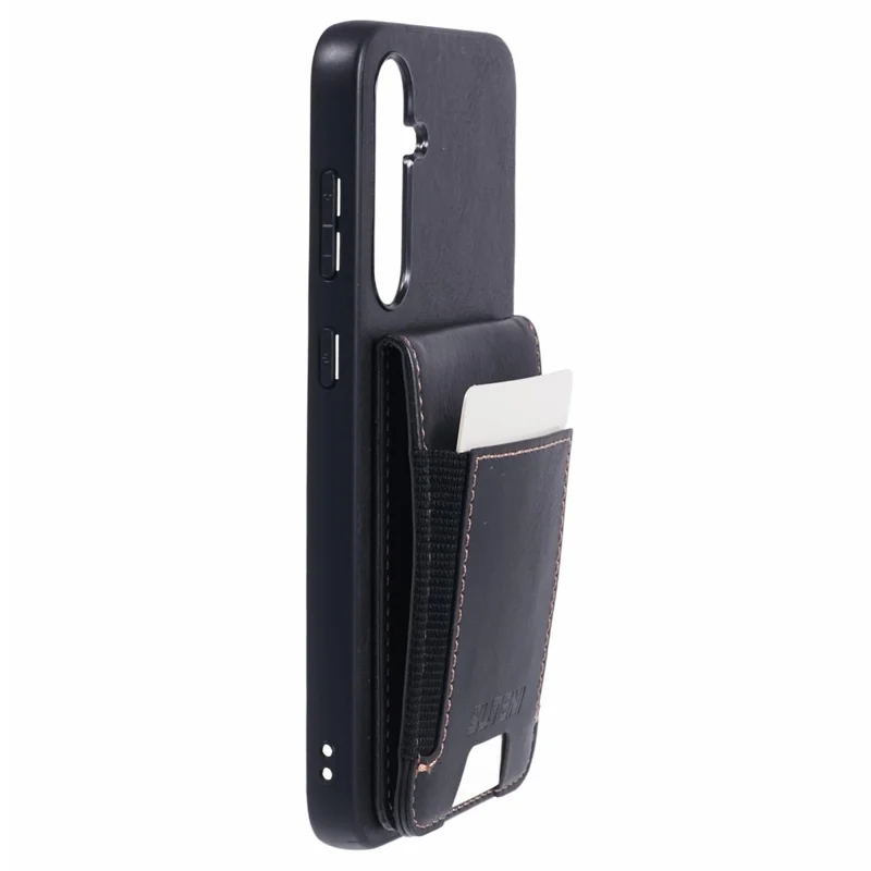 SUTENI H03 For Samsung Galaxy S23 FE Phone Cover Card Holder Kickstand PU+TPU Case - Black