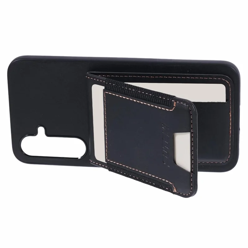 SUTENI H03 For Samsung Galaxy S23 FE Phone Cover Card Holder Kickstand PU+TPU Case - Black