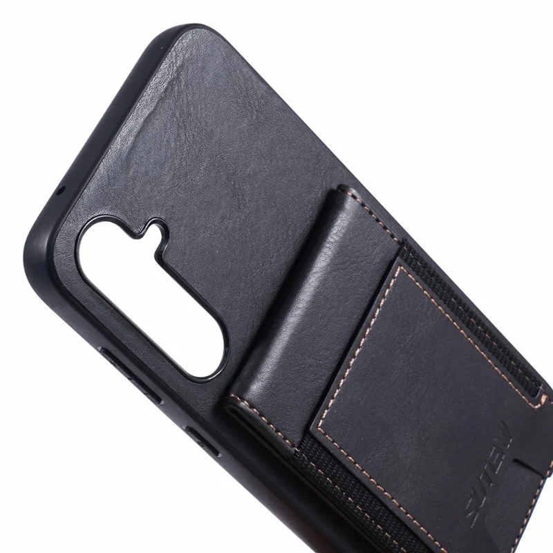 SUTENI H03 For Samsung Galaxy S23 FE Phone Cover Card Holder Kickstand PU+TPU Case - Black