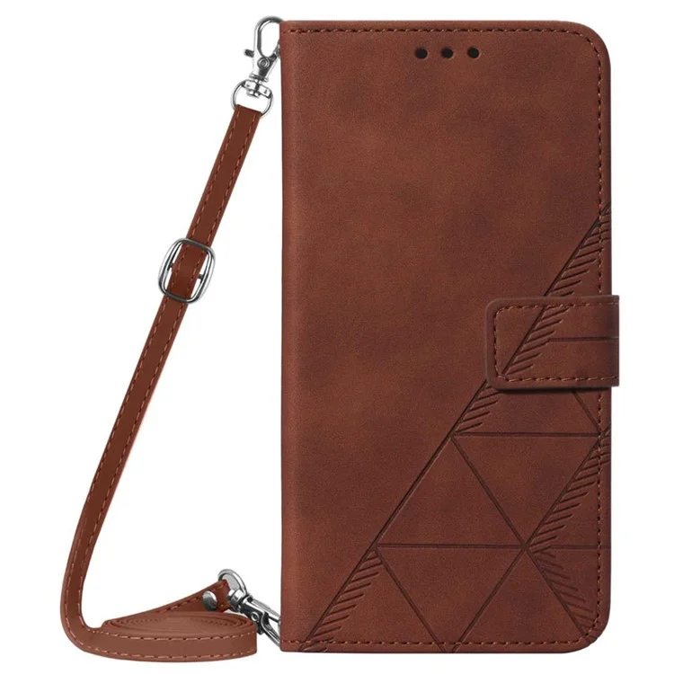 For Samsung Galaxy S24 Ultra Leather Case with Shoulder Strap Wallet Stand Phone Cover - Brown